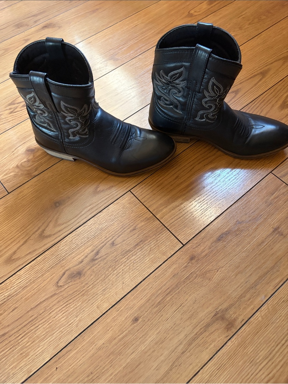Dingo Black Leather Embroidered Ankle Boots Size 7 - Picture 3 of 8